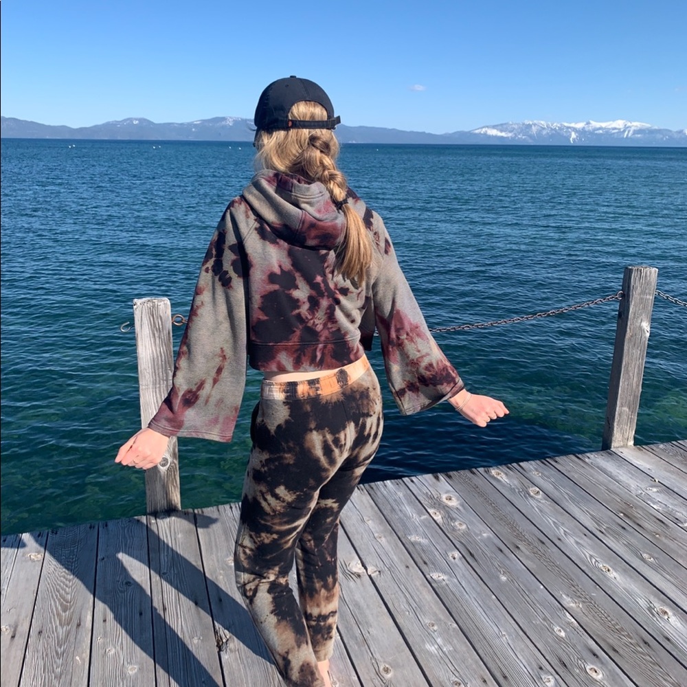 Athleta custom bleach dye cropped hoodie